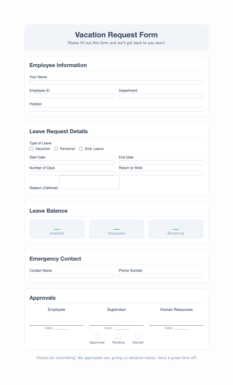 Smart casual leave request
